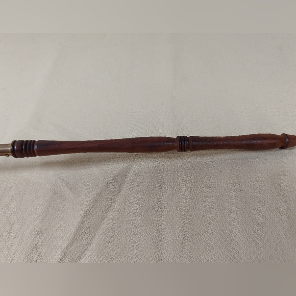 Brass Candle Snuffer Long Wood Handle Farmhouse Boho 14 Inches Vintage India - Picture 3 of 5